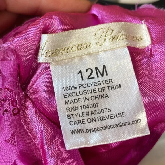 New American‎ Princess Hot Pink Floral Embellished Dress Size 12M - Picture 6 of 6